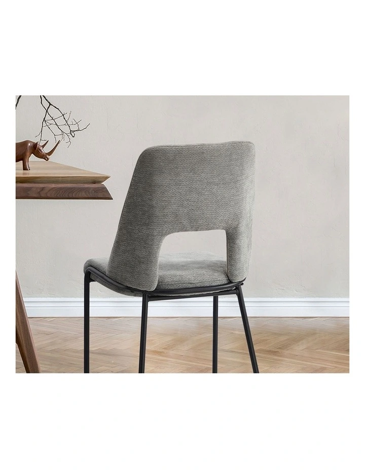 Oikiture 4x Dining Chairs Chenille Fabric Kitchen Side Chair Grey image 6