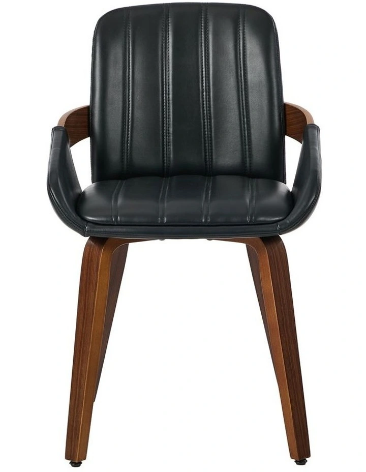 Oikiture 4x Dining Chairs PU Leather Kitchen Chairs Bentwood Armchair Black image 2