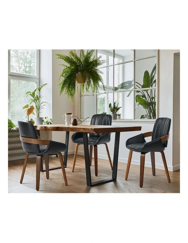 Oikiture 4x Dining Chairs PU Leather Kitchen Chairs Bentwood Armchair Black image 5