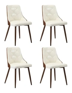 Oikiture Dining Chairs Kitchen Accent Lounge PU Leather x4 White