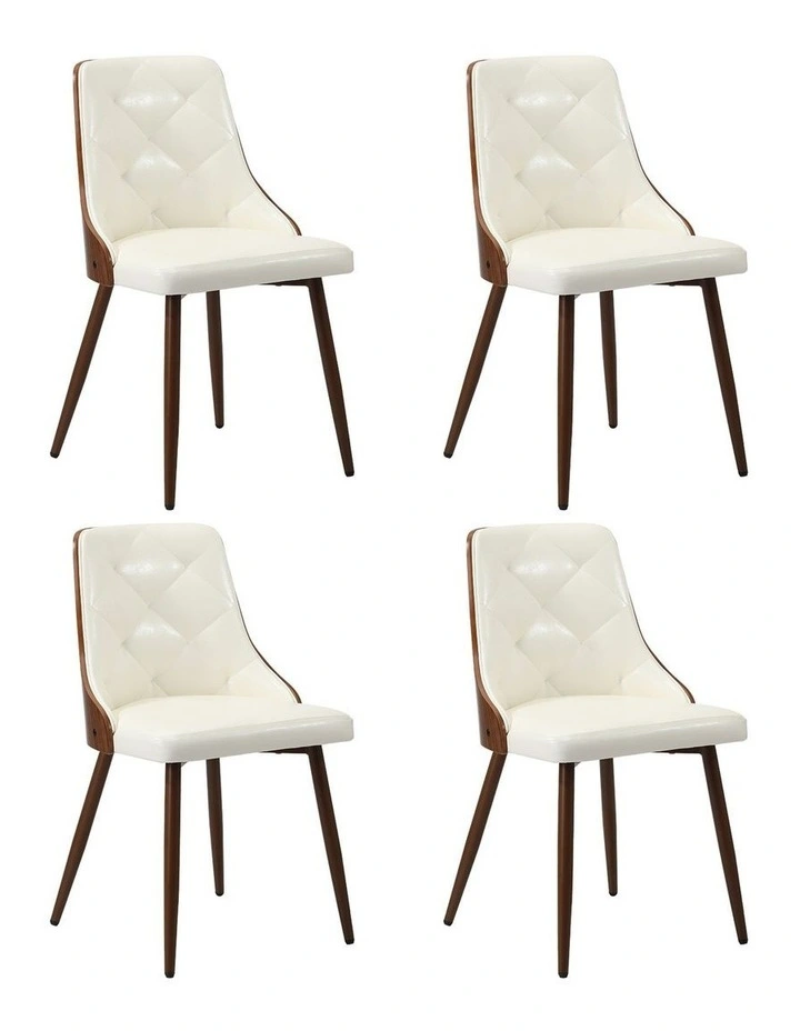 Oikiture Dining Chairs Kitchen Accent Lounge PU Leather x4 White image 1