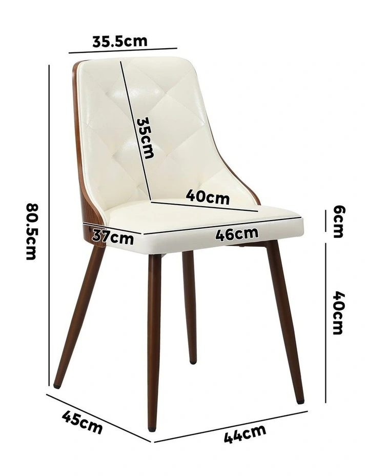 Oikiture Dining Chairs Kitchen Accent Lounge PU Leather x4 White image 3