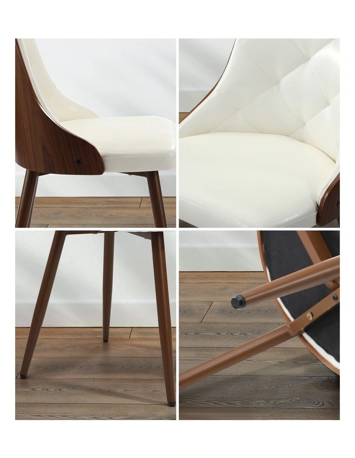 Oikiture Dining Chairs Kitchen Accent Lounge PU Leather x4 White image 6
