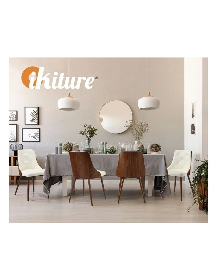 Oikiture Dining Chairs Kitchen Accent Lounge PU Leather x4 White image 7