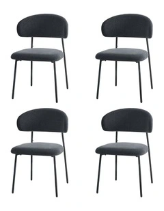 Oikiture 4x Dining Chairs Kitchen Lounge Seat Linen Fabric Accent Chair Grey