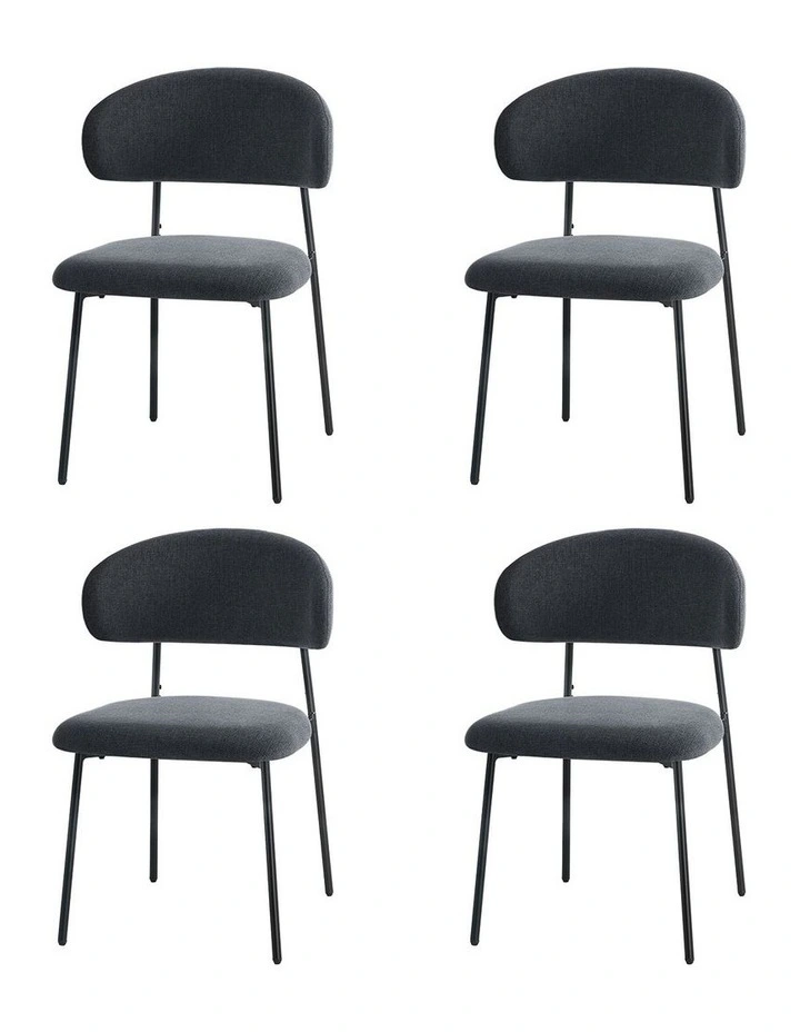 Oikiture 4x Dining Chairs Kitchen Lounge Seat Linen Fabric Accent Chair Grey image 1
