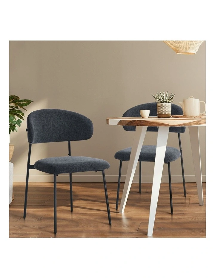 Oikiture 4x Dining Chairs Kitchen Lounge Seat Linen Fabric Accent Chair Grey image 5