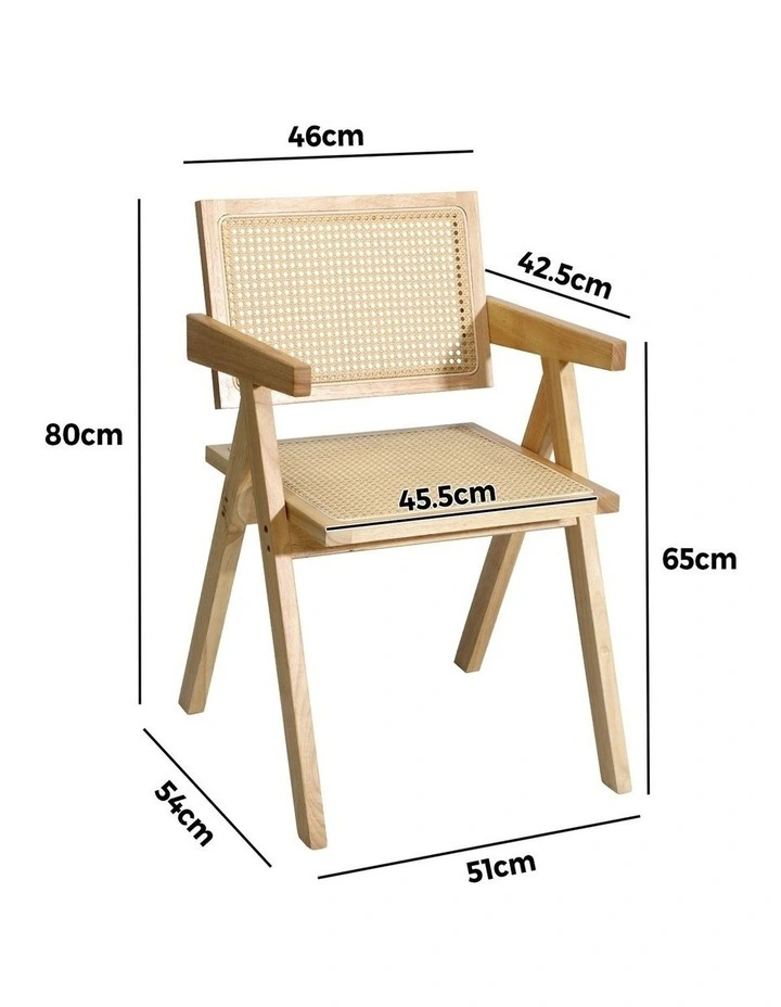 Oikiture 4x Dining Chairs Rattan Chair Wooden Accent Chair Natural image 3