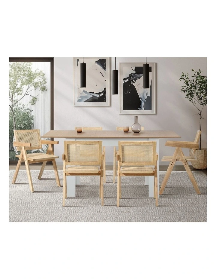 Oikiture 4x Dining Chairs Rattan Chair Wooden Accent Chair Natural image 7