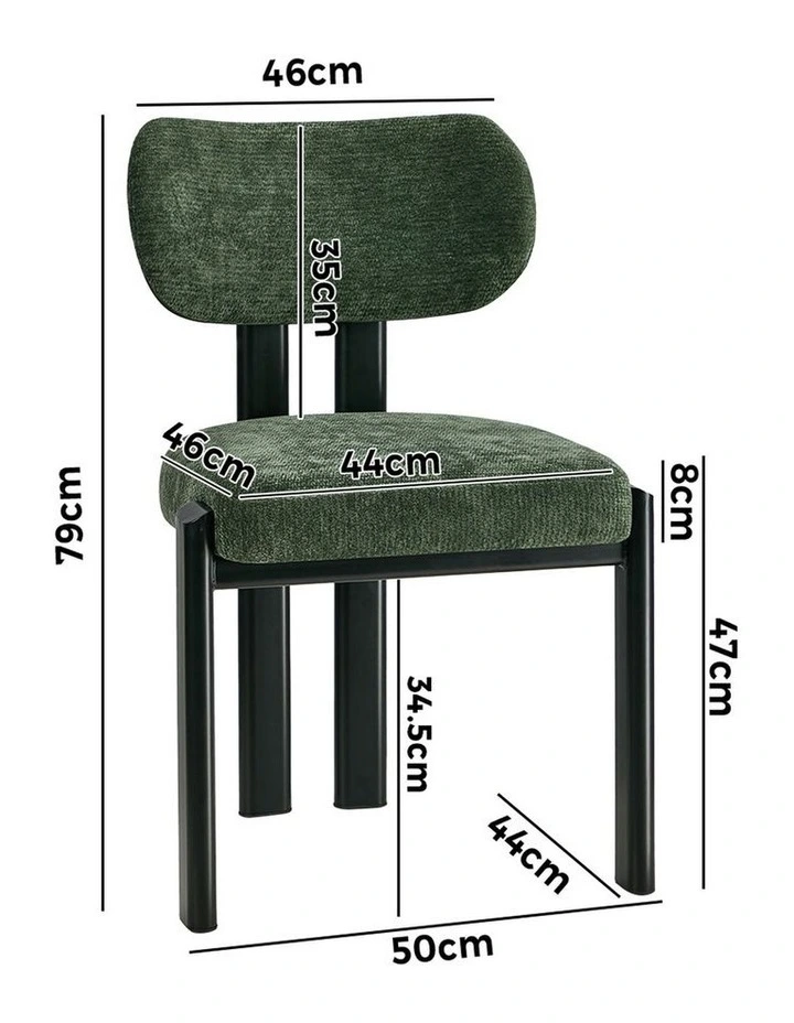 Oikiture Set of 4 Dining Chairs Chenille Fabric Kitchen Chair Padded Seat Green image 3