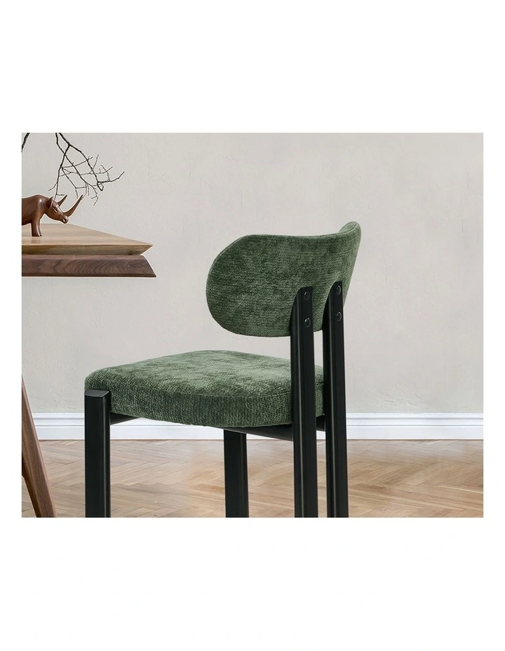 Oikiture Set of 4 Dining Chairs Chenille Fabric Kitchen Chair Padded Seat Green image 6