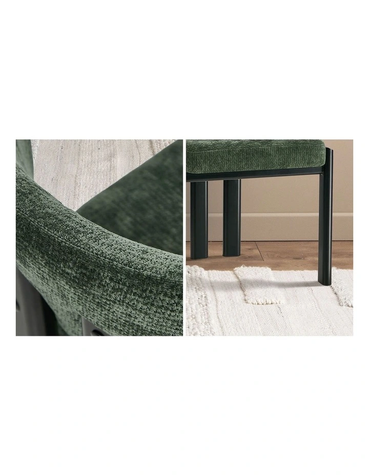 Oikiture Set of 4 Dining Chairs Chenille Fabric Kitchen Chair Padded Seat Green image 7