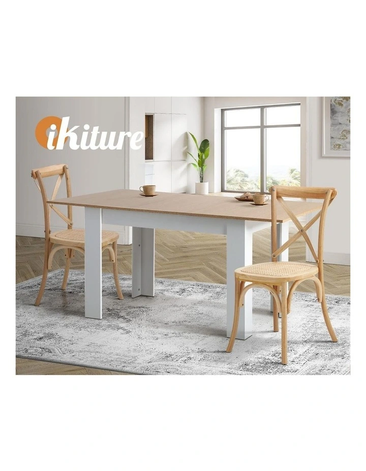 Oikiture 4PCS Crossback Dining Chair Solid Birch Timber Wood Ratan Seat Natural image 7