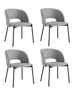 Oikiture 4x Armchair Dining Chair Accent Chairs Tub Armchairs Fabric Grey&Black