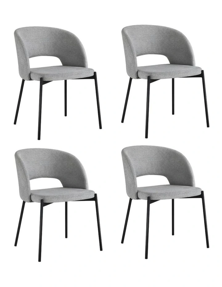 Oikiture 4x Armchair Dining Chair Accent Chairs Tub Armchairs Fabric Grey&Black image 1