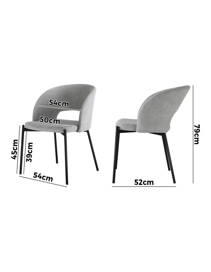 Oikiture 4x Armchair Dining Chair Accent Chairs Tub Armchairs Fabric Grey&Black image 3