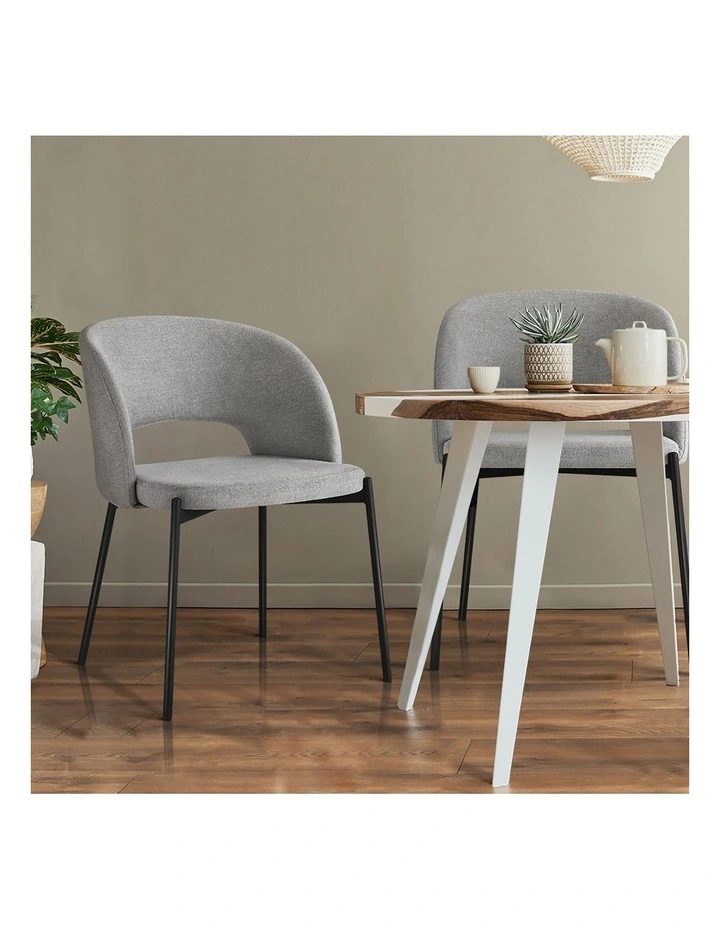 Oikiture 4x Armchair Dining Chair Accent Chairs Tub Armchairs Fabric Grey&Black image 5