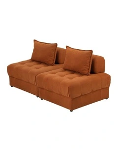 Oikiture 2 Seater Velvet Modular Sofa Lounge Chair Armless TOFU Back Brown