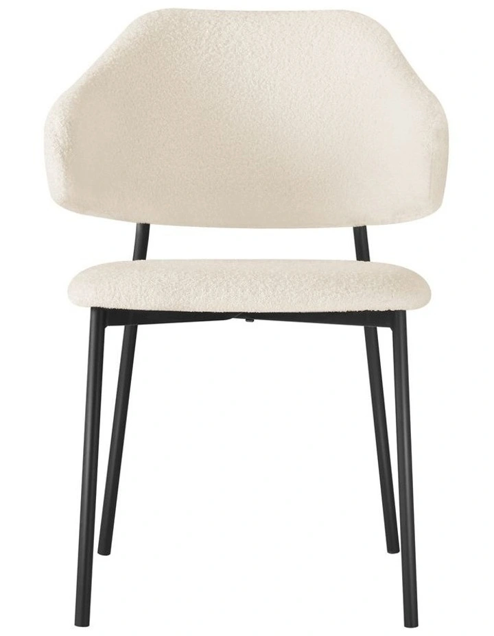 Oikiture 4x Armchair Dining Chair Accent Chairs Tub Armchairs Sherpa White&Black image 2
