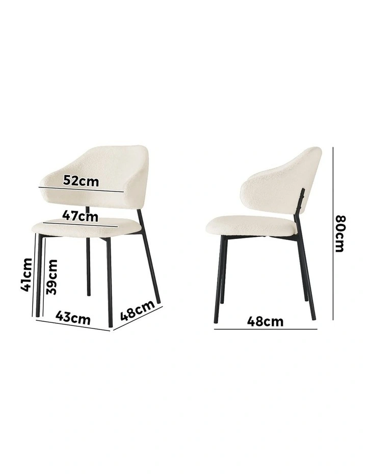 Oikiture 4x Armchair Dining Chair Accent Chairs Tub Armchairs Sherpa White&Black image 3