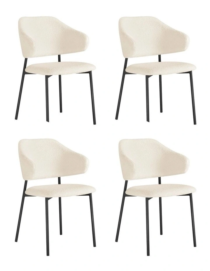 Oikiture 4x Armchair Dining Chair Accent Chairs Tub Armchairs Sherpa White&Black image 4