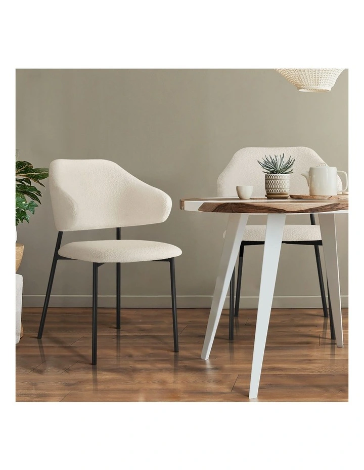 Oikiture 4x Armchair Dining Chair Accent Chairs Tub Armchairs Sherpa White&Black image 5