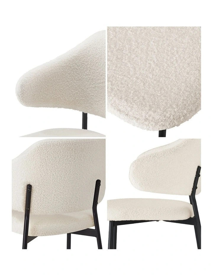 Oikiture 4x Armchair Dining Chair Accent Chairs Tub Armchairs Sherpa White&Black image 6