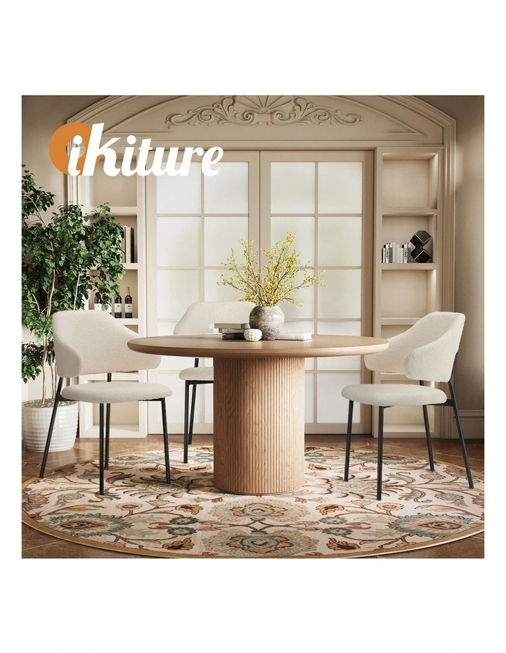 Oikiture 4x Armchair Dining Chair Accent Chairs Tub Armchairs Sherpa White&Black image 7