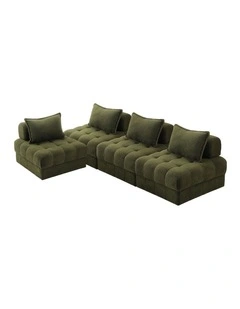 Oikiture 4 Seater Boucle Modular Sofa Lounge Chair Armless TOFU Back Green