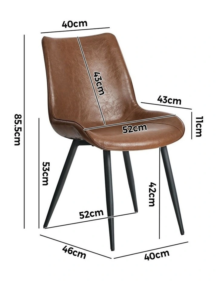 Oikiture 4x Dining Chairs Kitchen Accent Chairs Upholstered PU Leather Brown image 3