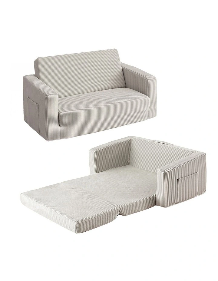 Artiss 2-in-1 Sofa Foam Couch with Side Pocket Light Grey image 1