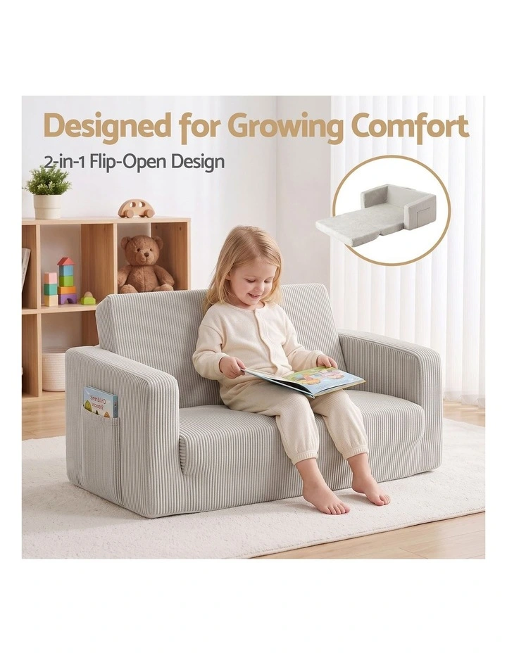 Artiss 2-in-1 Sofa Foam Couch with Side Pocket Light Grey image 5