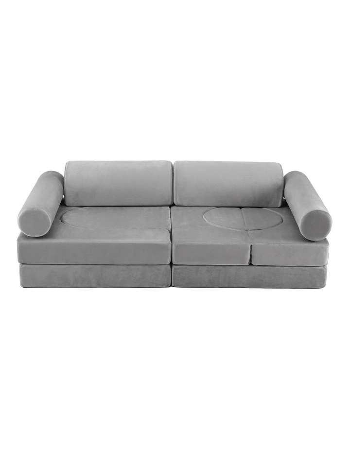 Keezi 12PCS Modular Kids Play Couch Foam Sofa Set with Removable Washable Cover Grey Playroom image 1