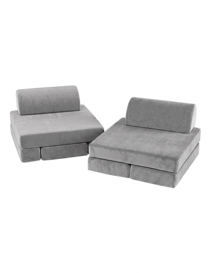 Keezi 12PCS Modular Kids Play Couch Foam Sofa Set with Removable Washable Cover Grey Playroom image 3