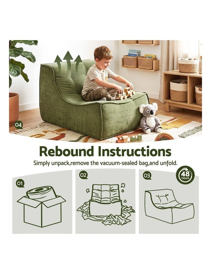 Artiss Floor Sofa Armless Chenille No Assembly Removable Cover Green image 4