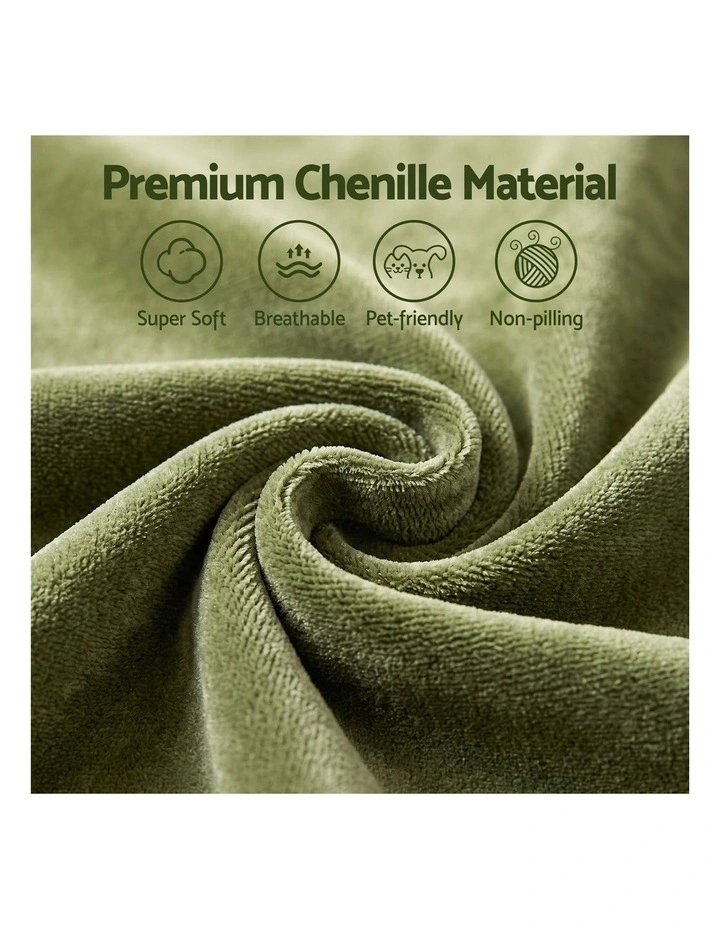 Artiss Floor Sofa Armless Chenille No Assembly Removable Cover Green image 5