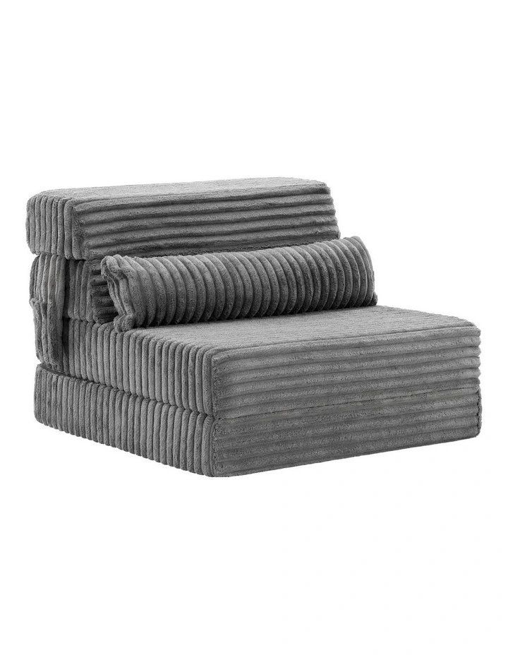 Artiss 3-in-1 Folding Sofa Bed Armless Lounger Chair with Side Pocket and Pillow image 1