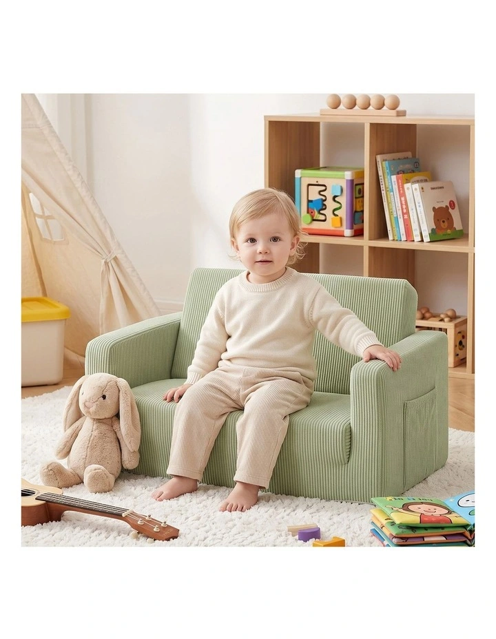 Artiss 2-in-1 Sofa Foam Couch with Side Pocket Light Green image 4