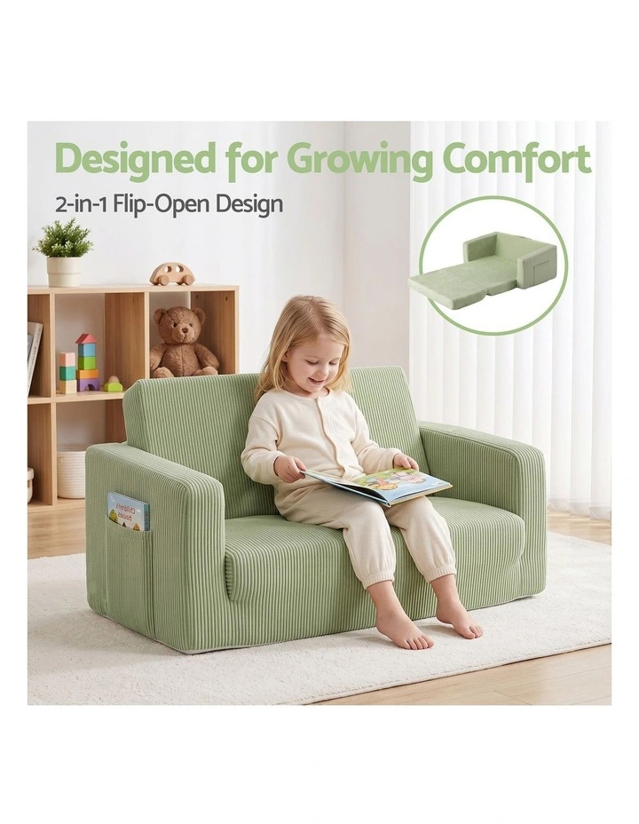 Artiss 2-in-1 Sofa Foam Couch with Side Pocket Light Green image 5