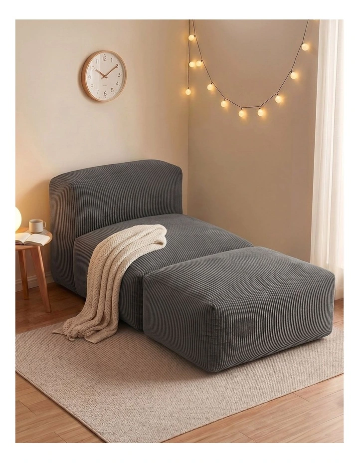 Artiss Foldable Bean Bag Sofa Bed Cloud Couch Boneless Floor Lounger Chair Grey image 4