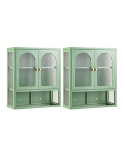 Artiss Buffet Cabinet Sideboards X2 Wall Mounted Fluted Display Storage Green