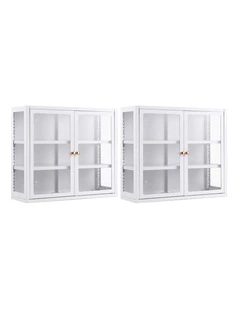 Artiss Buffet Cabinet Sideboard X2 Wall Mounted Clear Display Storage 60cm White
