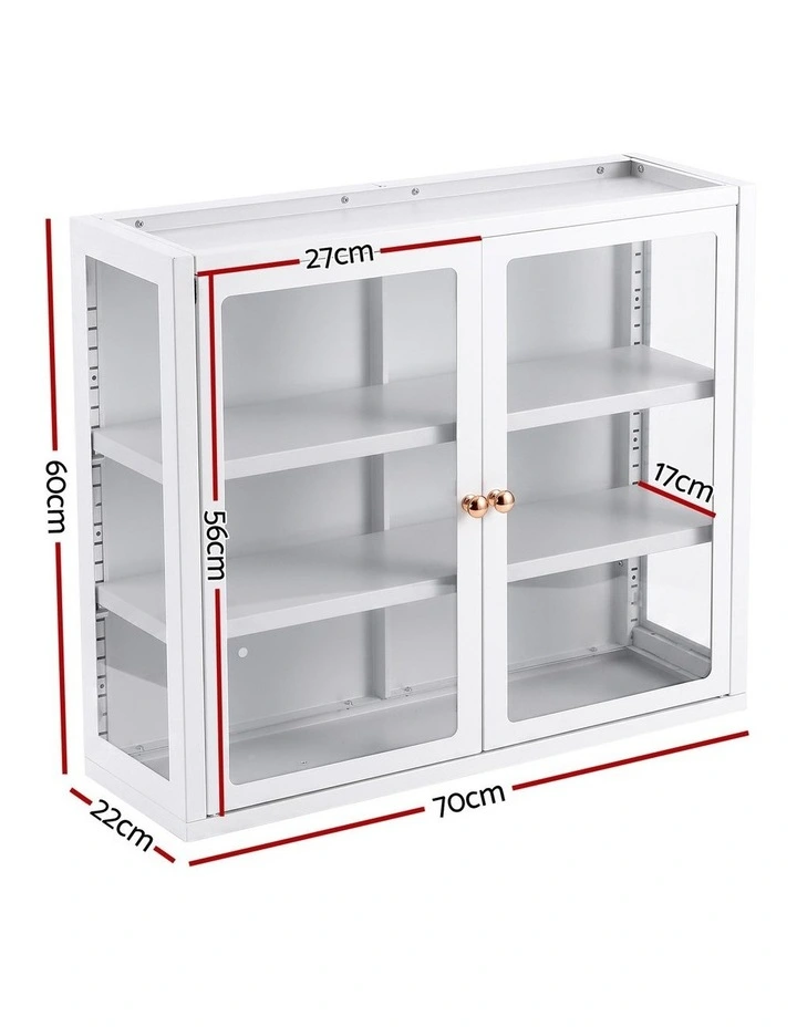 Artiss Buffet Cabinet Sideboard X2 Wall Mounted Clear Display Storage 60cm White image 2