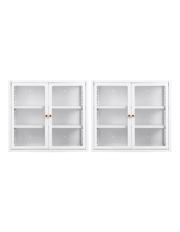 Artiss Buffet Cabinet Sideboard X2 Wall Mounted Clear Display Storage 60cm White image 3