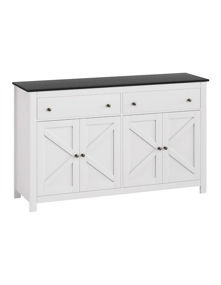 Artiss Buffet Sideboard Storage Cabinet Kitchen Cupboard 2 Drawers 140CM Black image 1