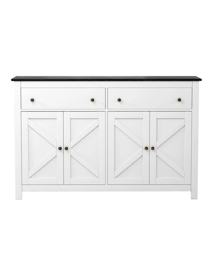 Artiss Buffet Sideboard Storage Cabinet Kitchen Cupboard 2 Drawers 140CM Black image 3