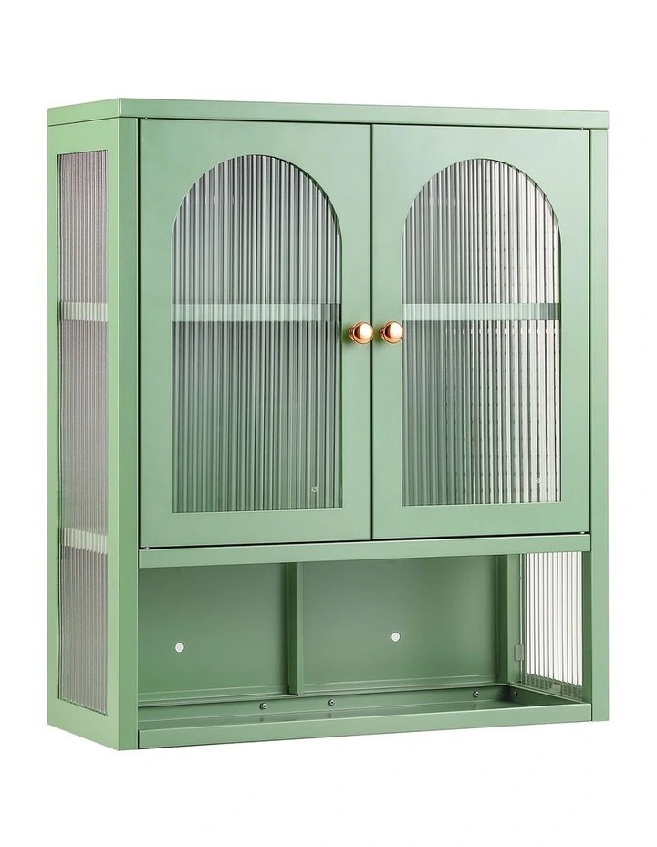 Buffet Cabinet Sideboard Wall Mounted Fluted Display Storage 70cm in Green image 1