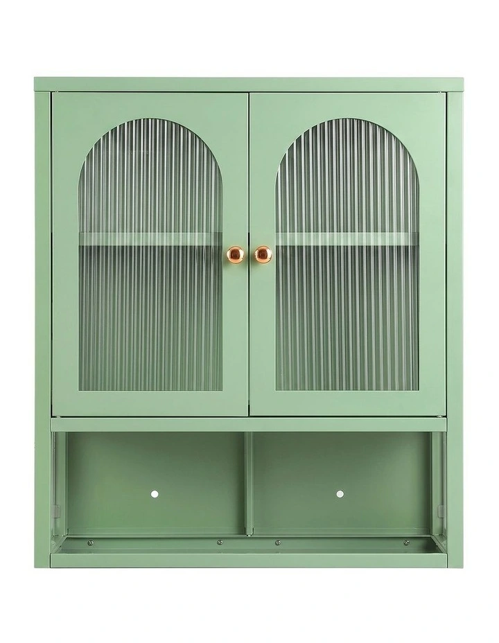 Buffet Cabinet Sideboard Wall Mounted Fluted Display Storage 70cm in Green image 3