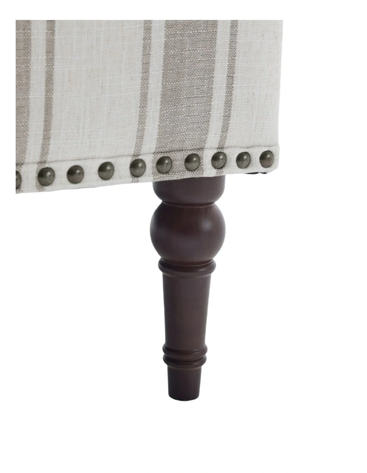 Coastal Style Stripe Fabric Accent Chairs, Modern Nailhead Trim Club Armchair in Tan Stripe Fabric image 4