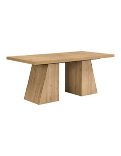180cm Rectangular Dining Table, Long Dining Room Tables with Double Pedestal for Dining Room, Oak